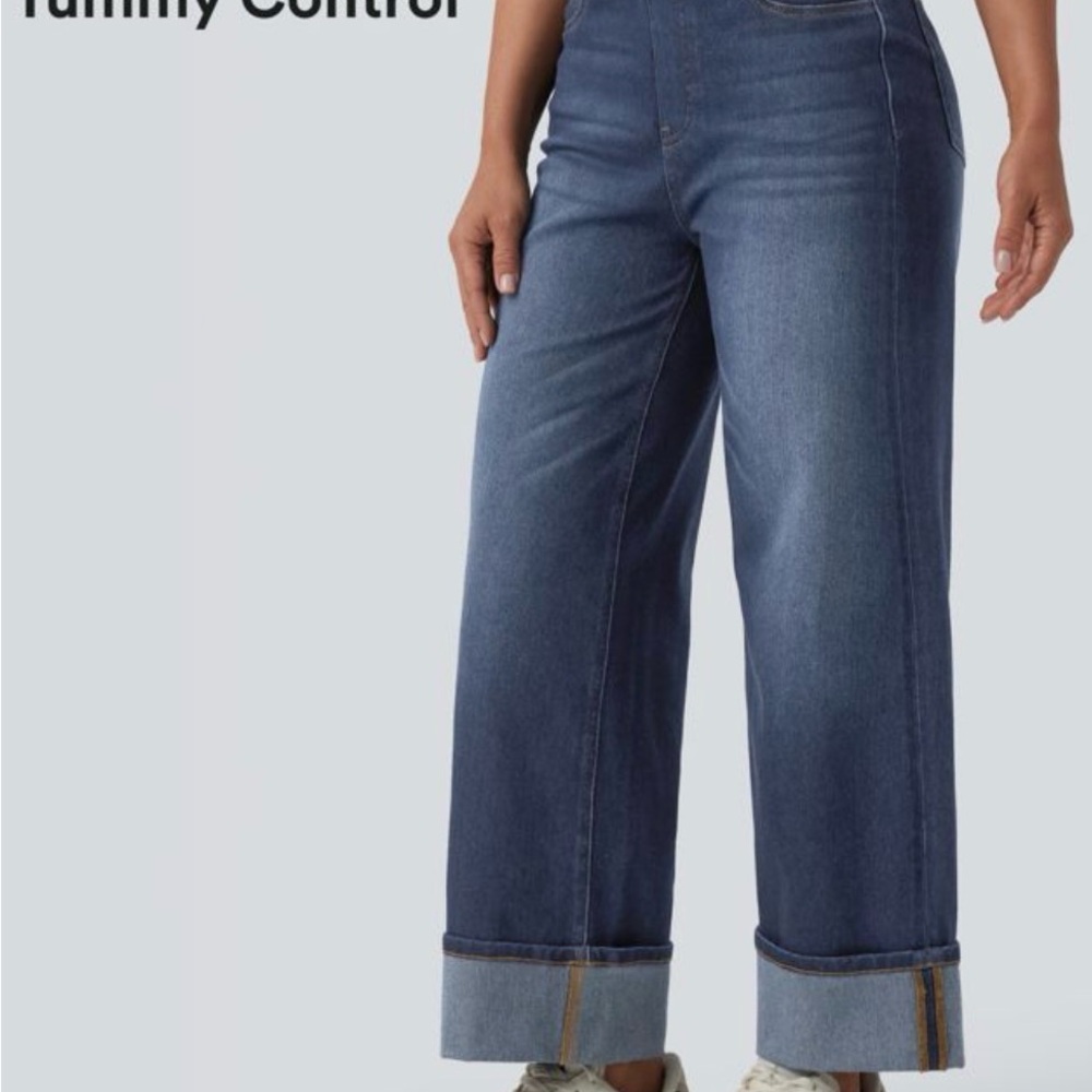 HALARA Denim Flare Jeans in Deep Blue